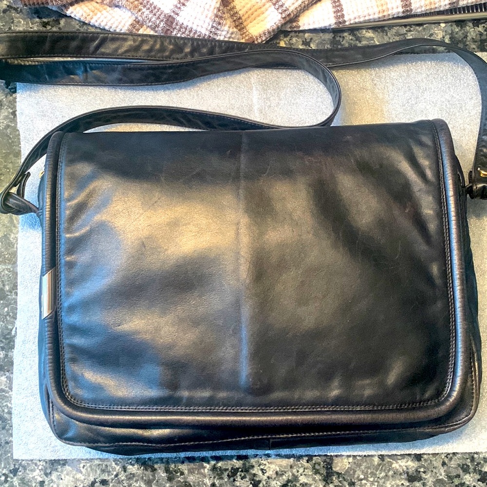 Emmy soft black butter soft leather handbag with detachable strap